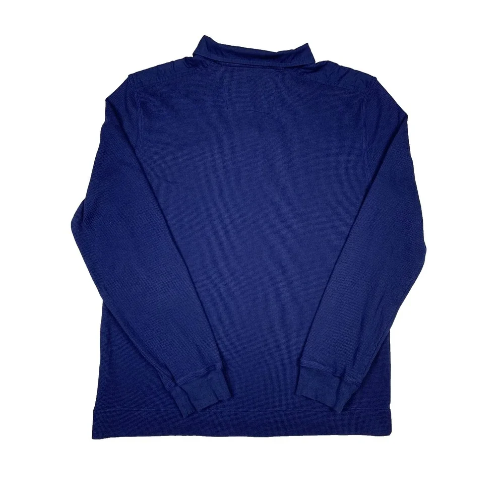 Banana Republic Polo Shirt Mens XL Blue‎ Long Sleeve Button Mock Neck
